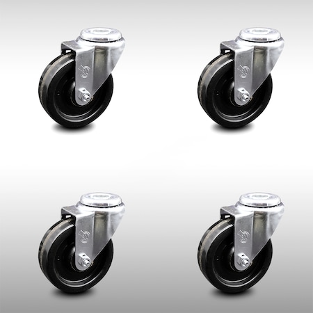 Service Caster 4 Inch SS Phenolic Wheel Swivel Bolt Hole Caster Set SCC-SSBH20S414-PHS-4